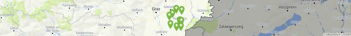 Kartenansicht für Apotheken-Notdienste in der Nähe von Edelsbach bei Feldbach (Südoststeiermark, Steiermark)